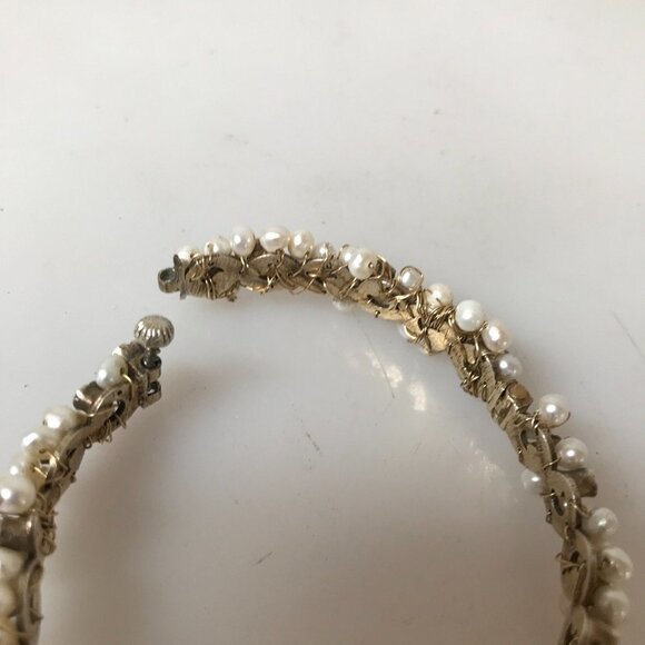 Austro Hungarian AAA Ruby Pearl Gilded Sterling Silver Bracelet Rare Antique 925 - Picture 8 of 10